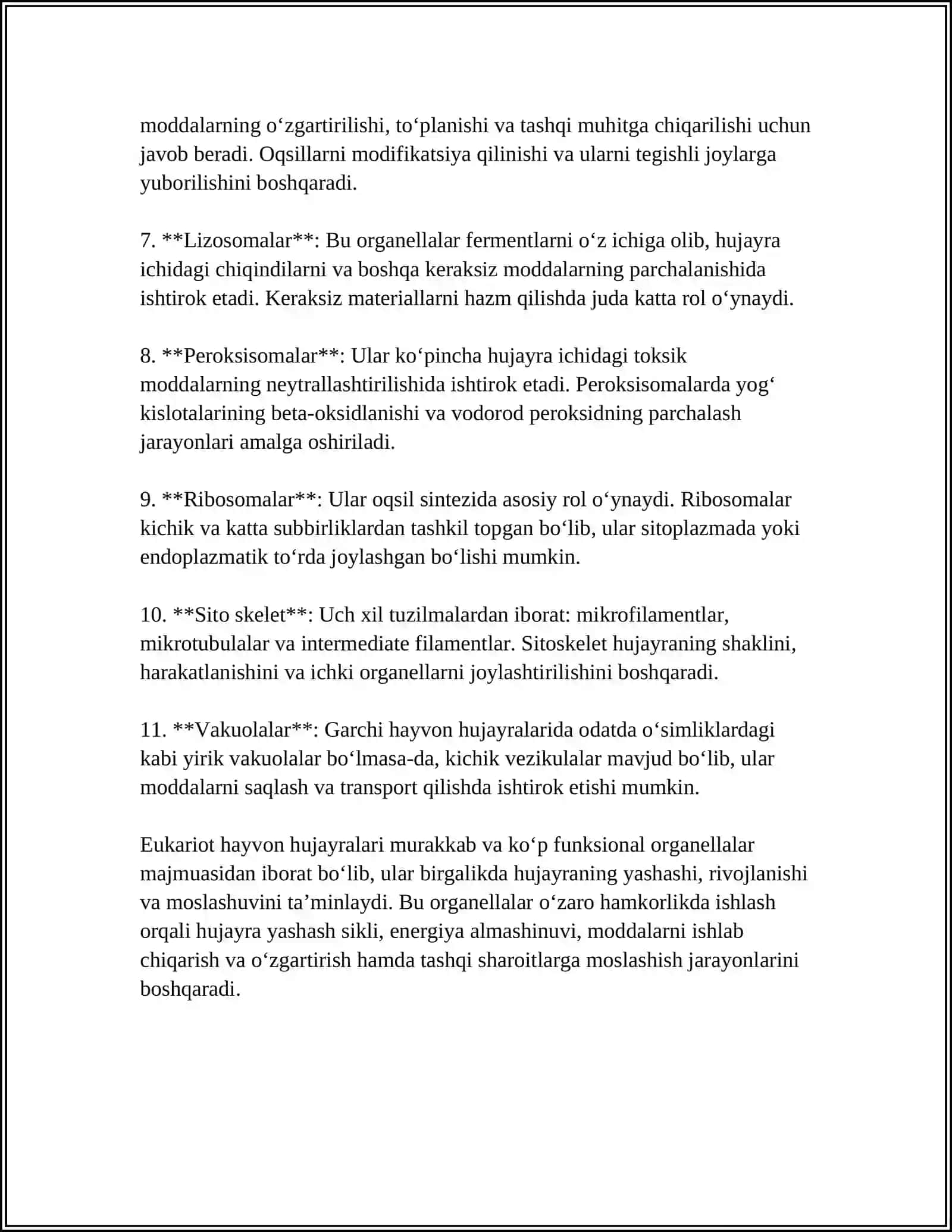 EUKARIOT HAYVON HUJAYRALARNING TUZULISHI 4