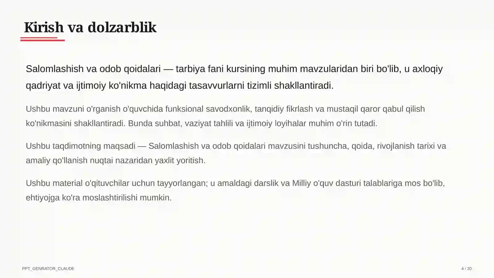 Salomlashish va odob qoidalari (1-sinf) 4