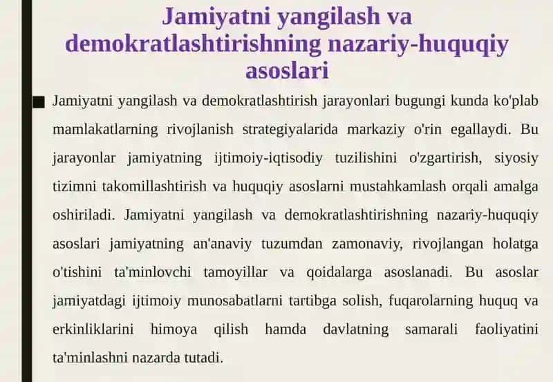 O‘zbekiston Respublikasi Jamiyatni yangilash va demokratlashtirish sharoiatida davlat mexanizmini isloqilish masalalari 4