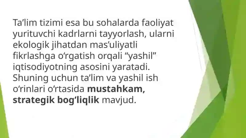 “Yashil” ish o‘rinlari va ta’lim o‘rtasidagi bog‘liqliklar. 4