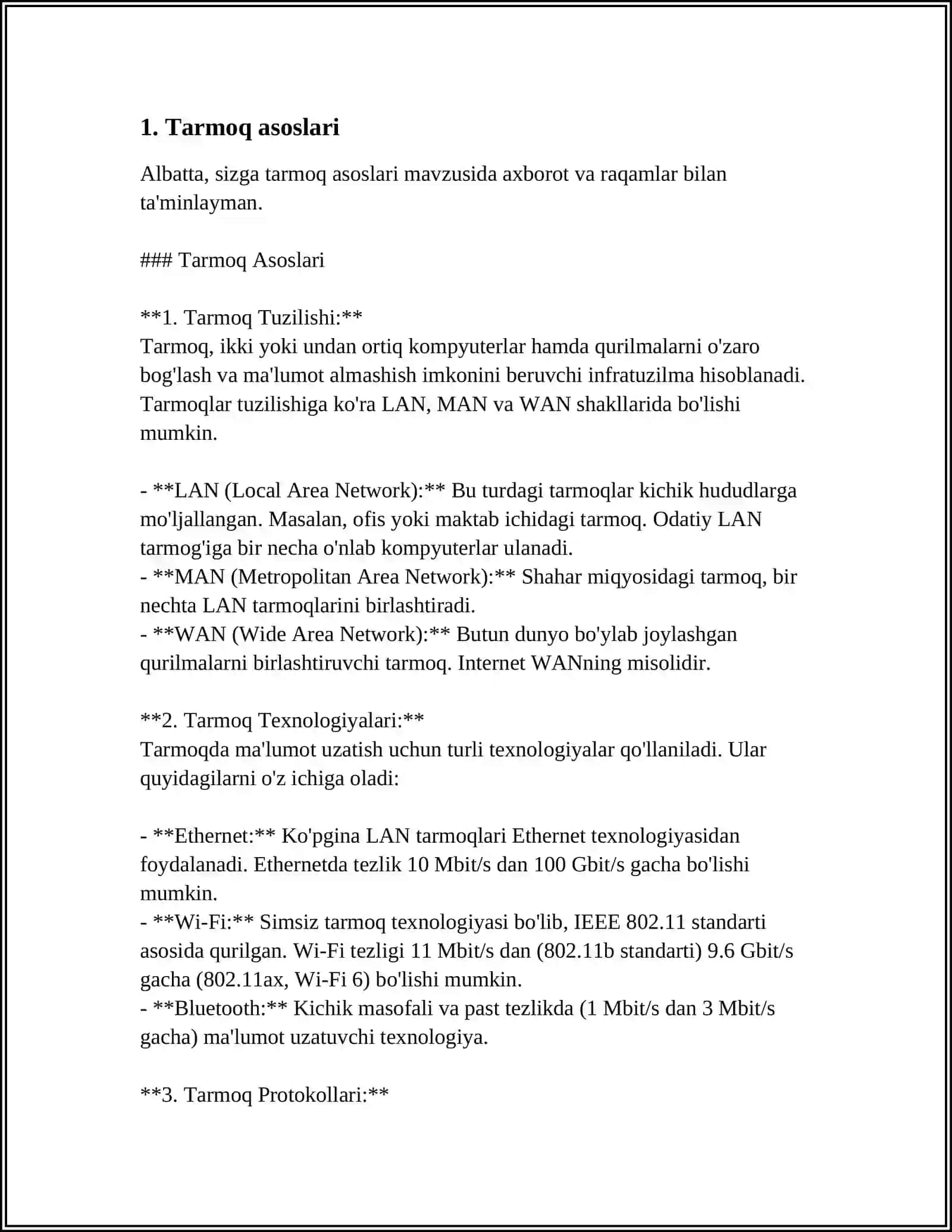 TАRMОQ TЕХNОLОGIYALАRI VА INTЕRNЕT ХIZMАTLАRI 4