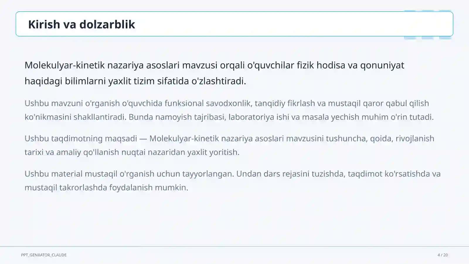 Molekulyar-kinetik nazariya asoslari (10-sinf) 4