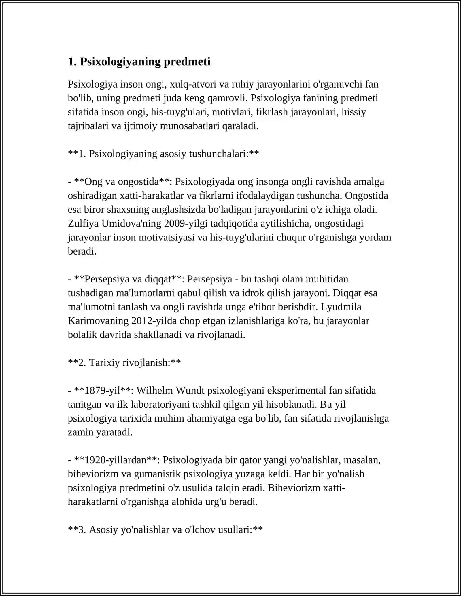 PSIXOLOGIYA FANINING PREDMENTI VA RIVOJLANISH TARIXI PSIXALOGIYANING TADQIQOT METODLARI VA TARMOQLARI 4