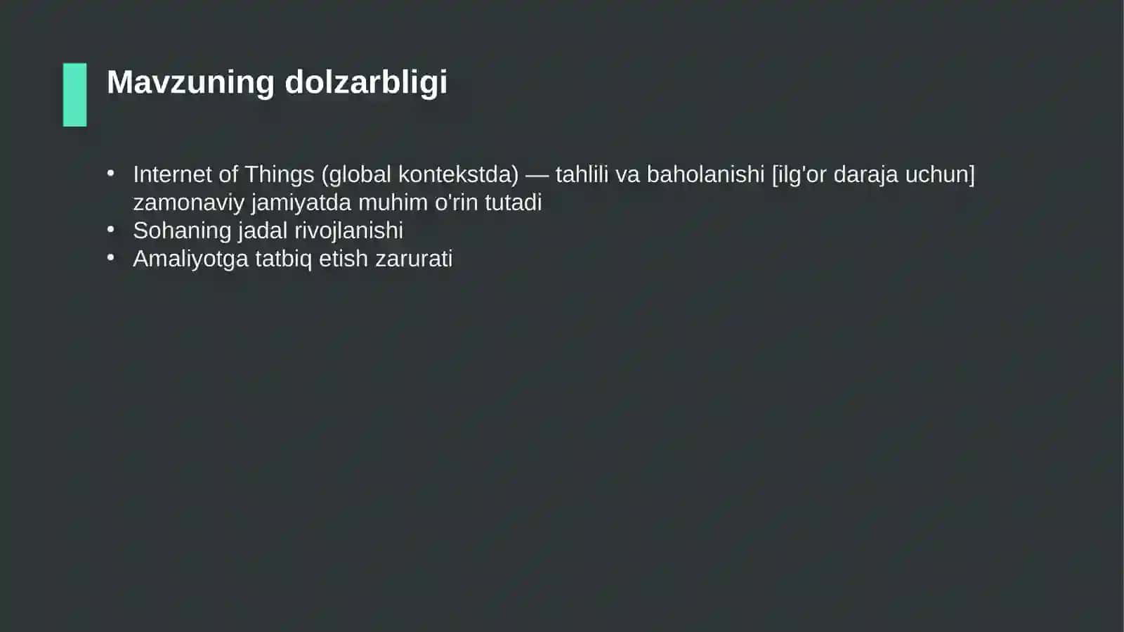 Internet of Things (global kontekstda) — tahlili va baholanishi [ilg'or daraja uchun] 4