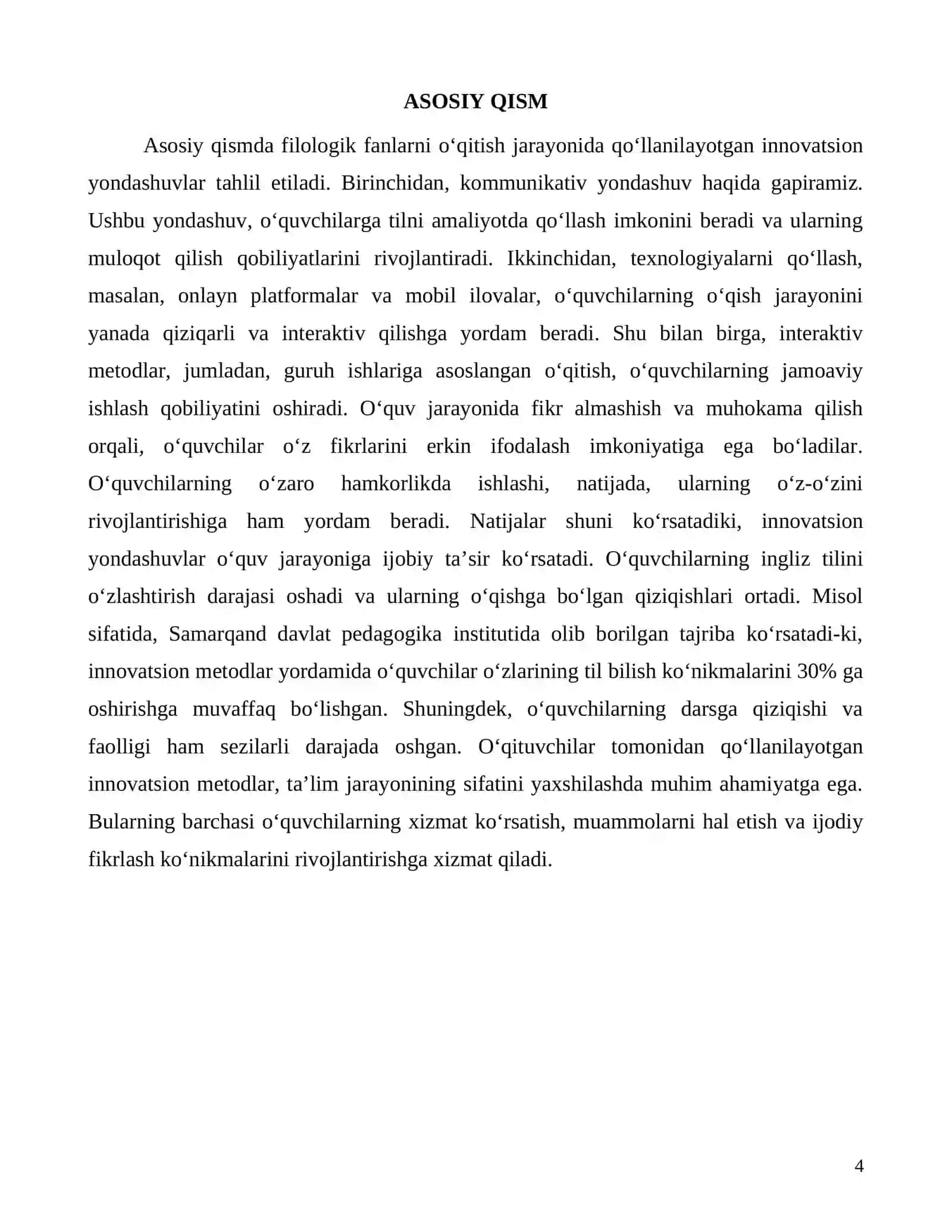 Innovatsion yondashuvlar oliy ta’limda filologik fanlarni o‘qitish jarayonida 4
