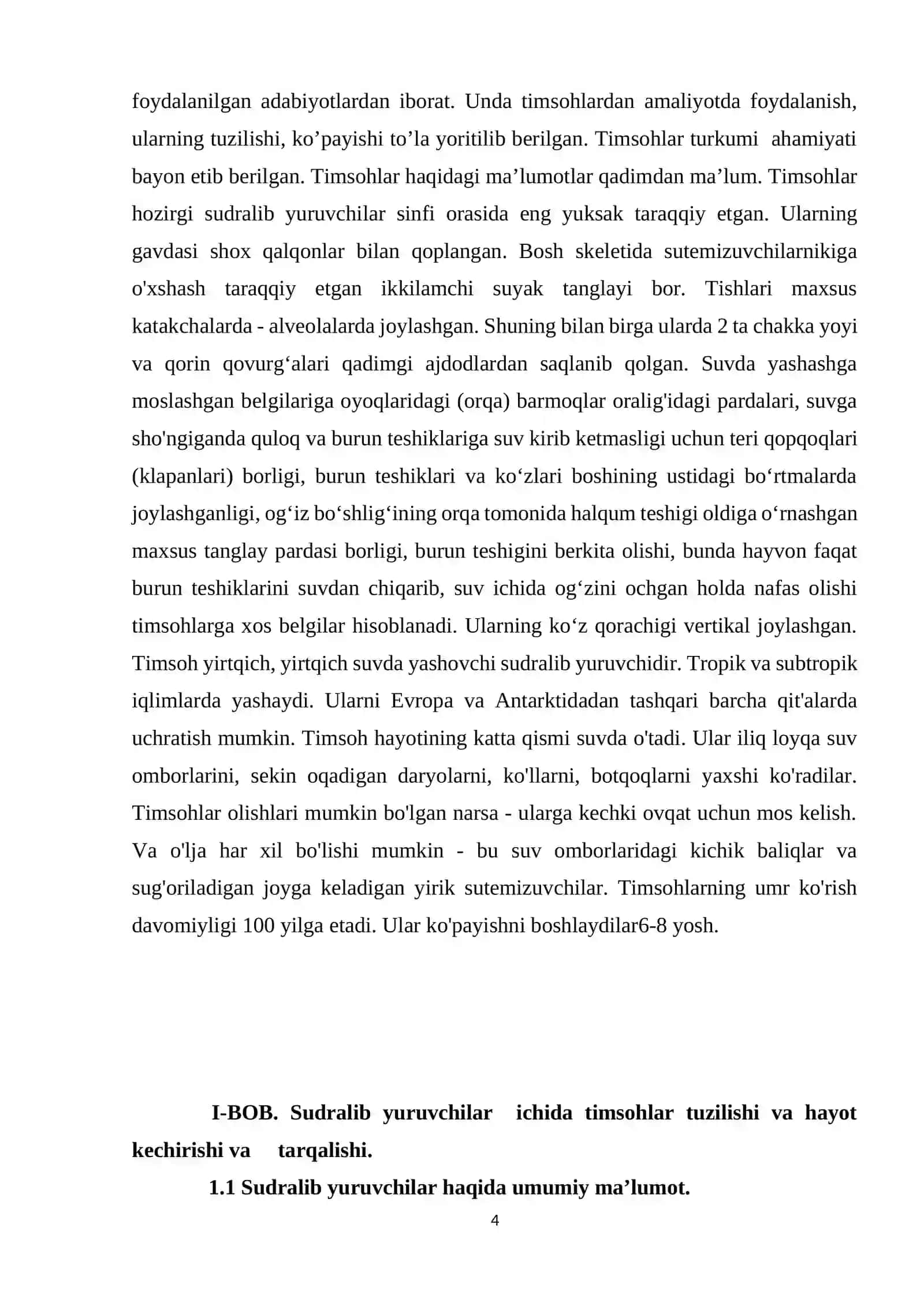 TIMSOHLAR TUZILISHI VA HAYOT KECHIRISHI,ASOSIY TURLARI,TARQALISHI 4