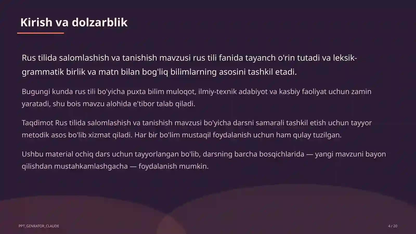 Rus tilida salomlashish va tanishish (2-sinf) 4