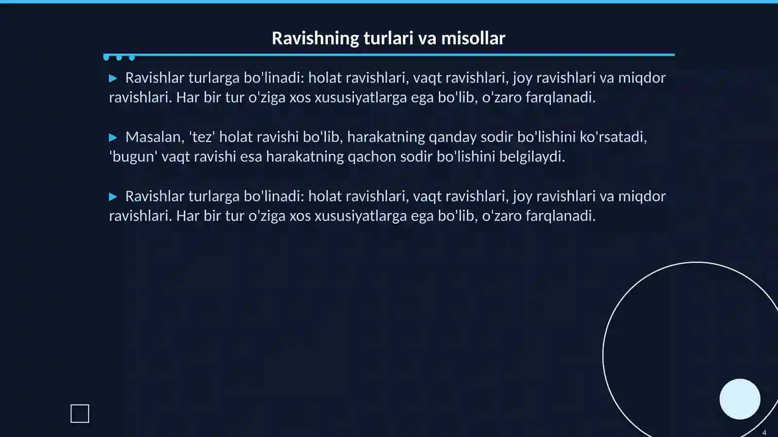 Ravish soʻz turkumi 4