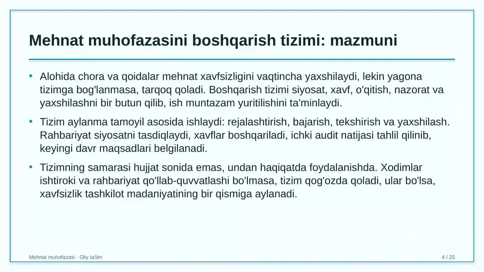 Dezinfeksiya xizmatlarida mehnat muhofazasini boshqarish tizimini joriy etish 4
