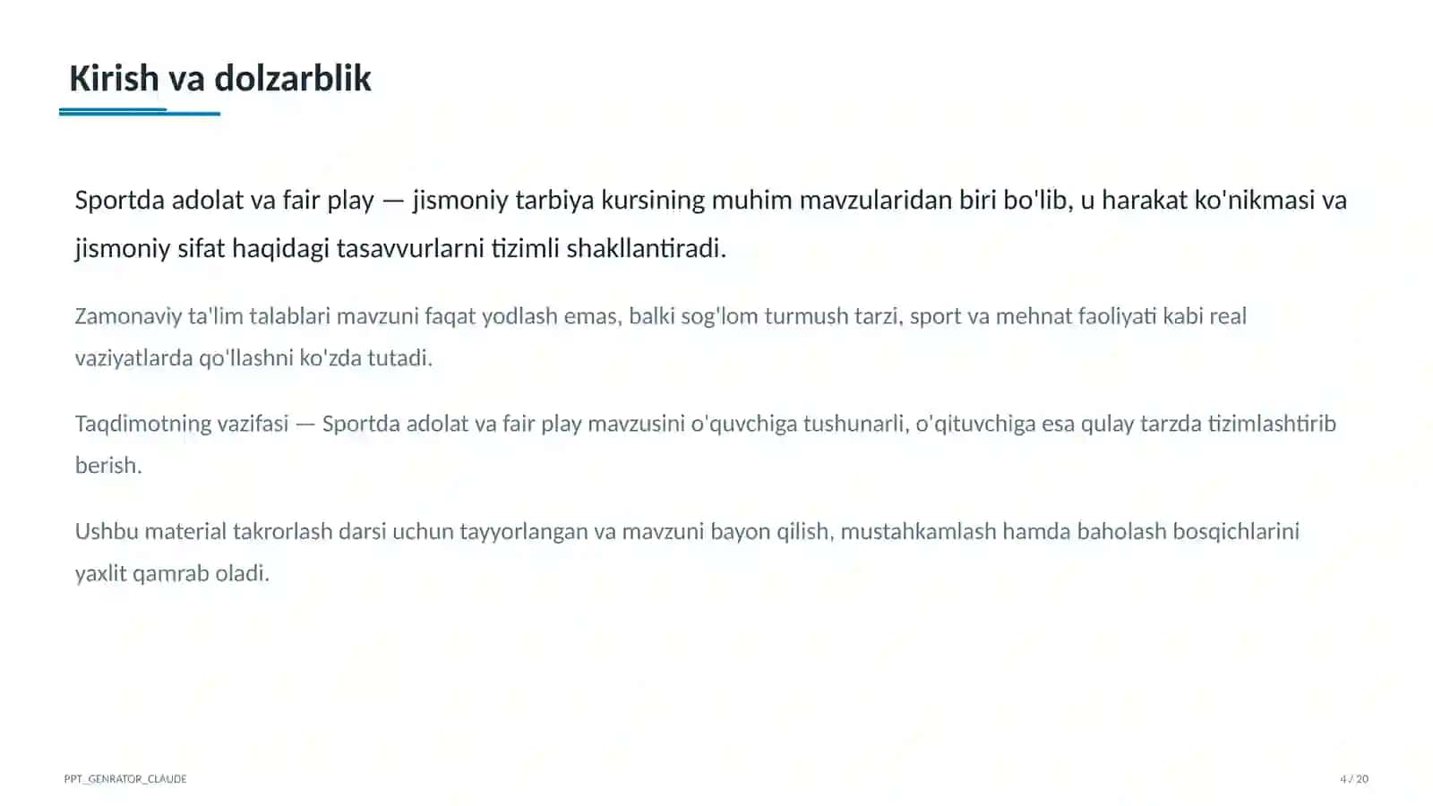 Sportda adolat va fair play (10-sinf) 4
