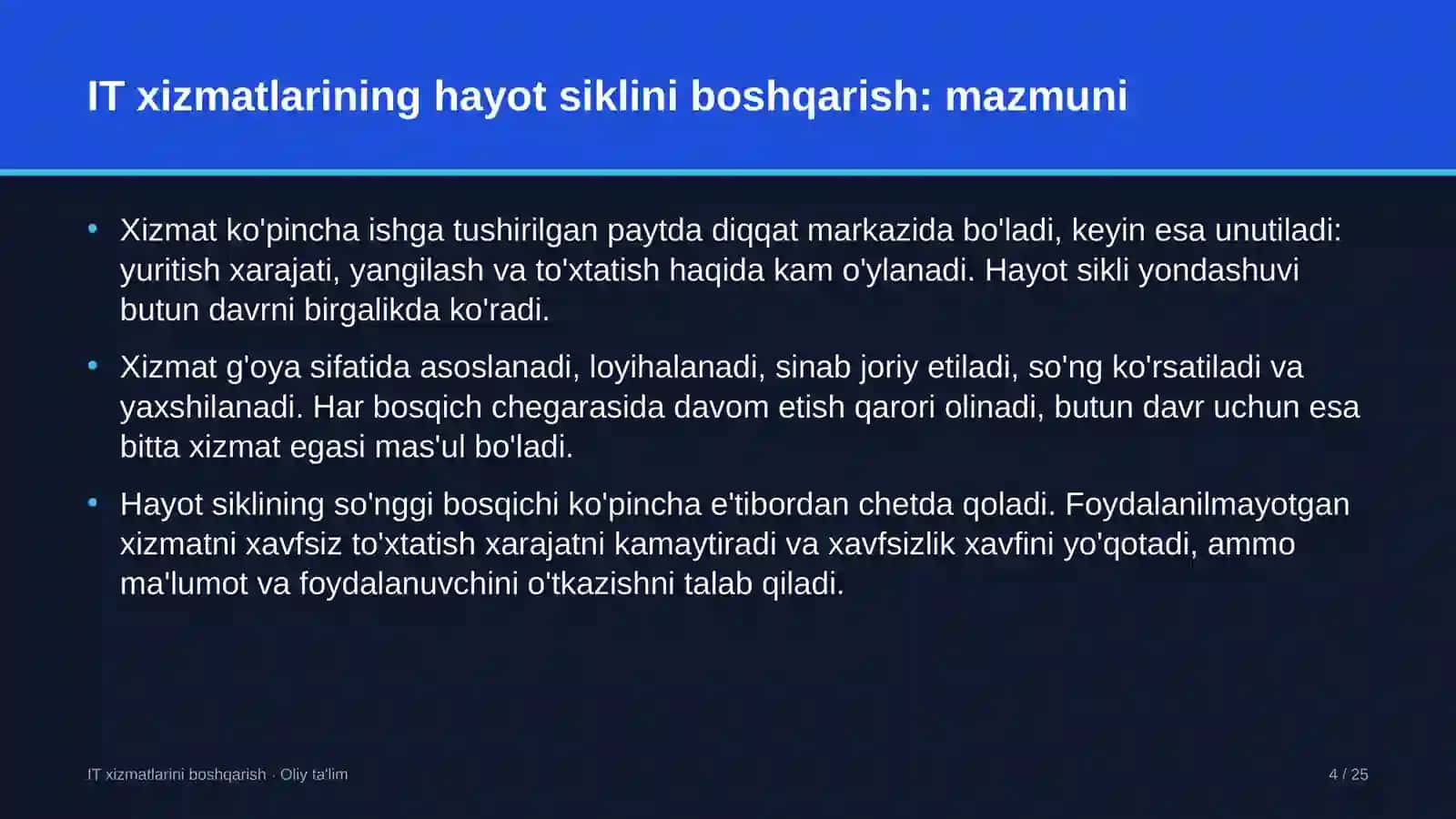 mobil ilovalar ishlab chiqishda axborot texnologiyalari xizmatlarining hayot siklini boshqarish 5904 4