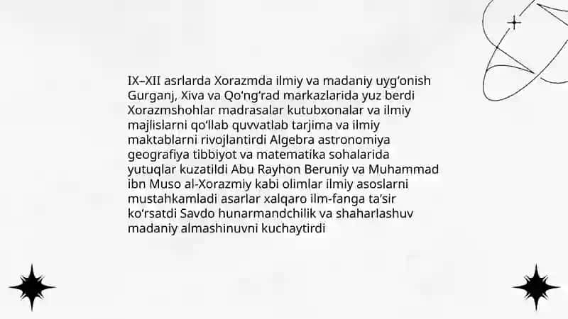 IX-XII asrlarda mamlakatimiz hududida roʻy bergan madaniy uygʻonish (Renesans) 4