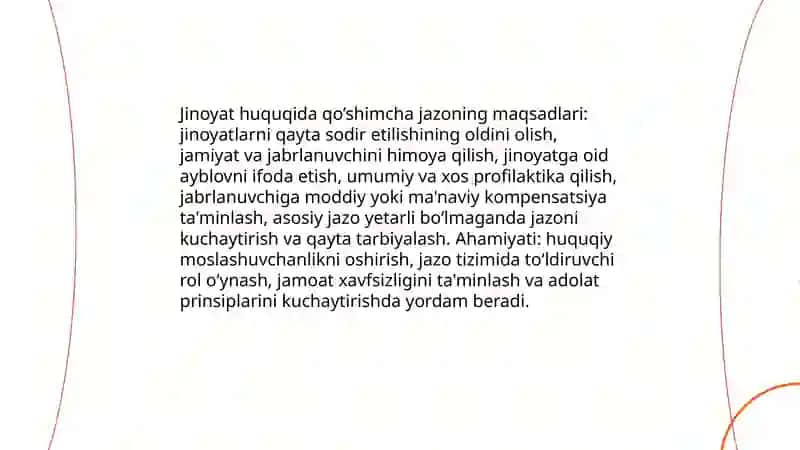 Qo’shimcha jazo tushunchasi ahamiyati 4