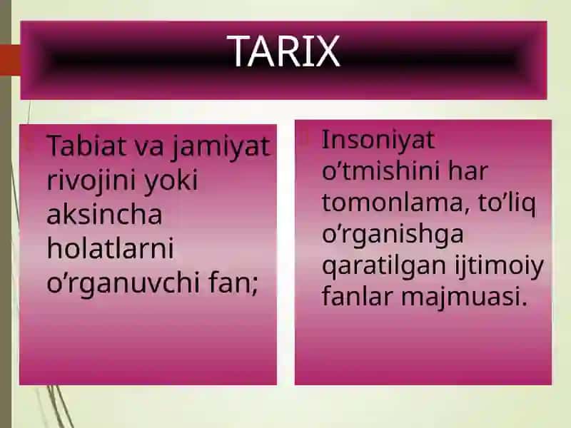 O‘zbekiston tarixi fanining predmeti, maqsadi, vazifalari, manba va asoslari 4