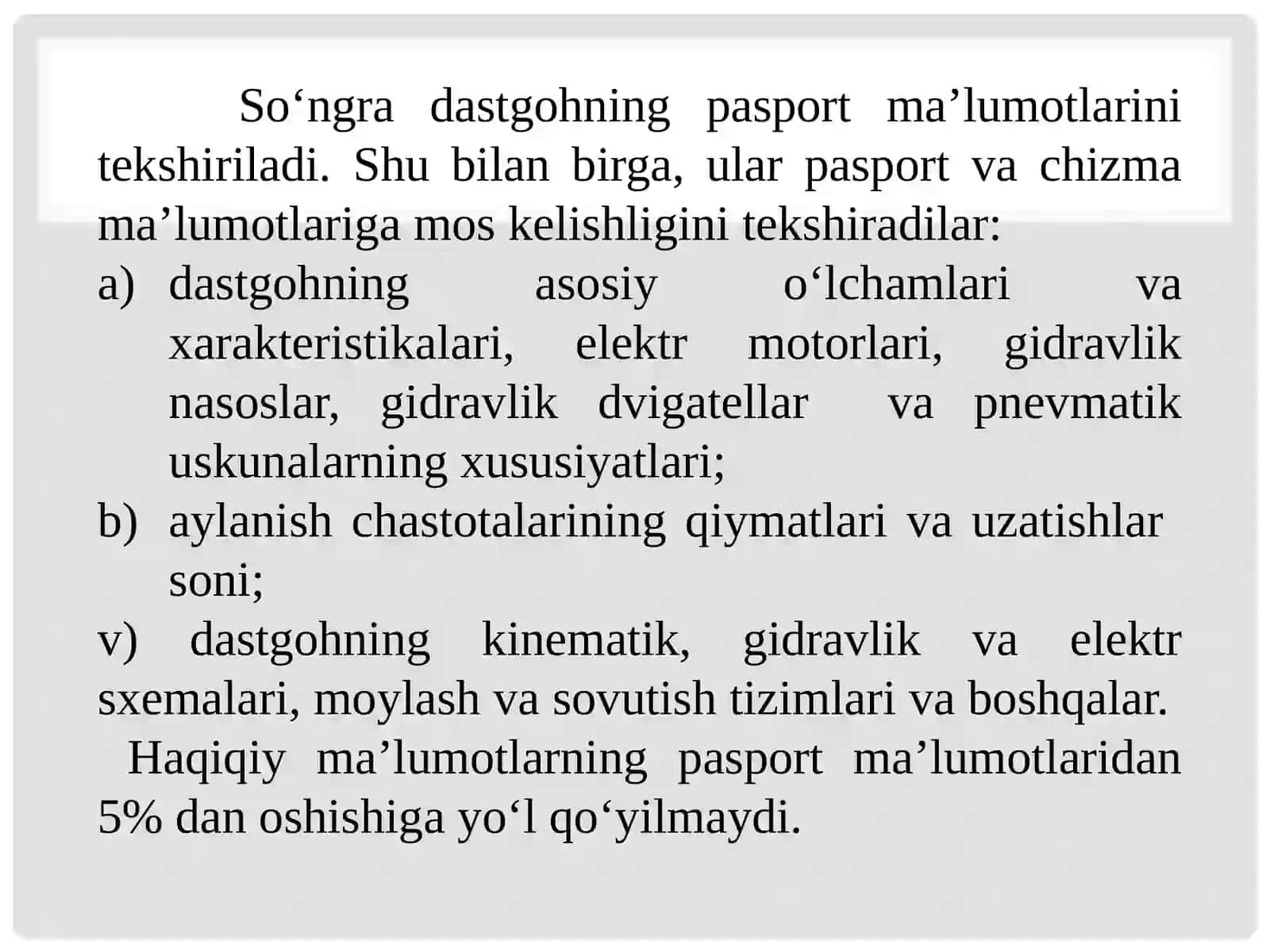 Ishni boshlashdan oldin asbob - uskunalarning ishlashini tekshirish 4
