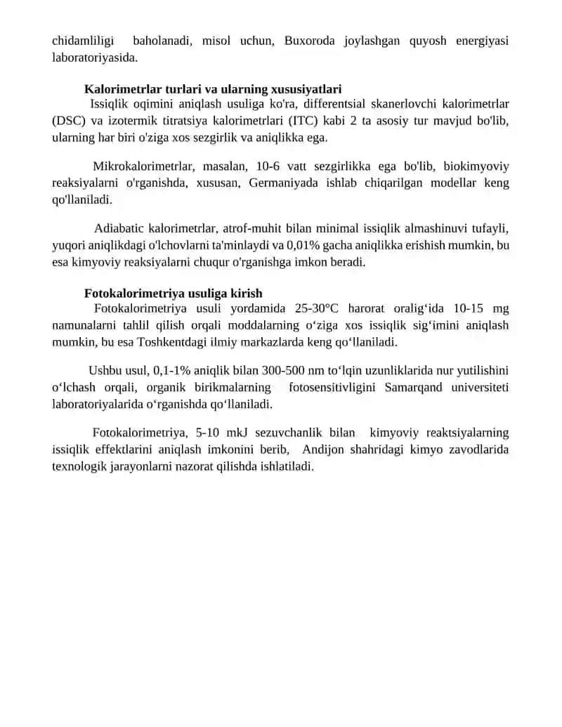 Optik analiz usullari. Fotokalorimetriya usuli 4