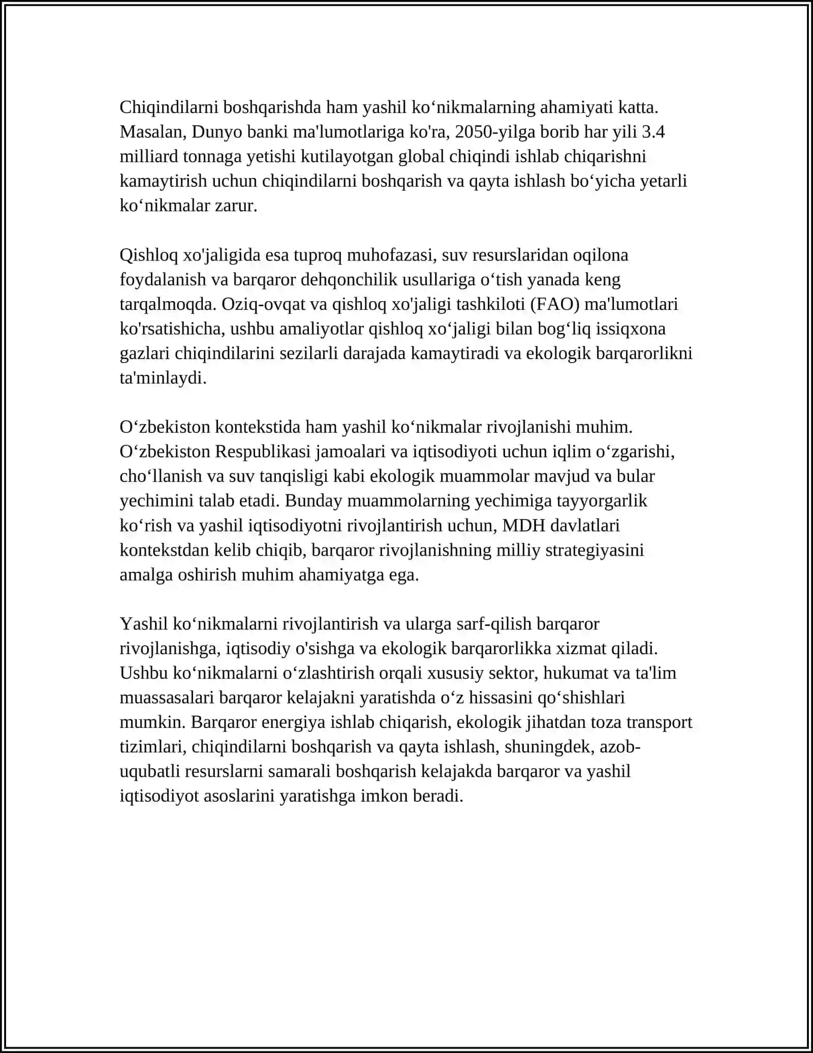 YASHIL KOʻNIKMALAR VA ULARNING FOYDALI JIHATLARI 4
