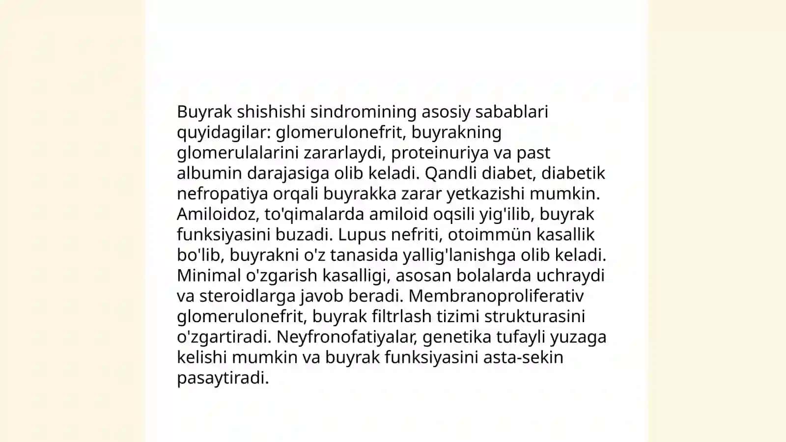 Buyrak shishish sindromi etiologiya potogenez klinik nomoyon bolishi va diagnostikasi 4