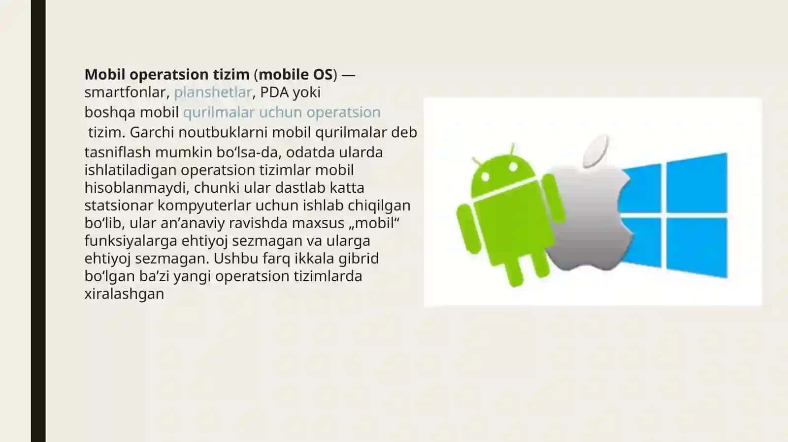 mobil texnalogiyalar fanidan tayyorlagan mustaqil ishi 4
