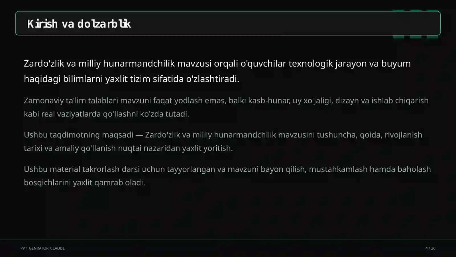 Zardo'zlik va milliy hunarmandchilik (8-sinf) 4