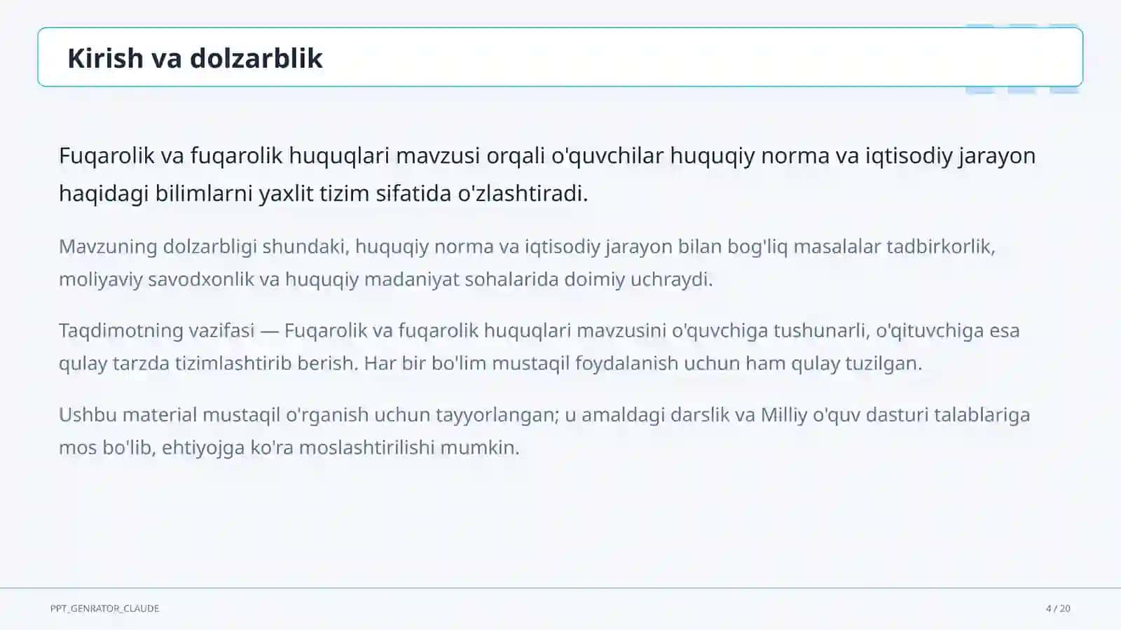 Fuqarolik va fuqarolik huquqlari (9-sinf) 4