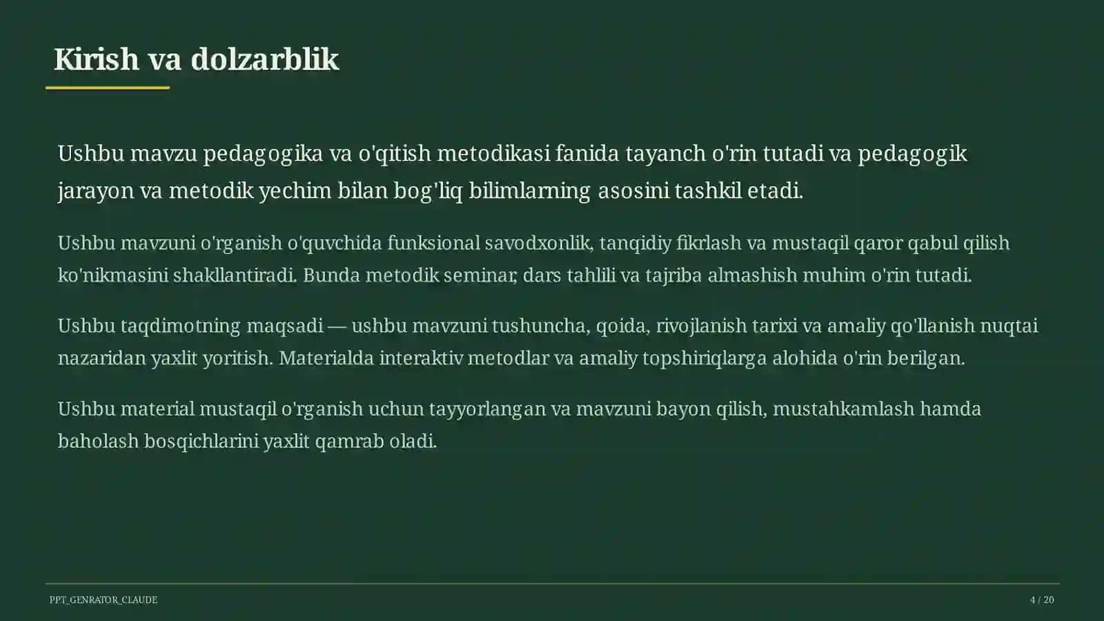 O'qituvchilarning Milliy sertifikatiga tayyorgarlik 4
