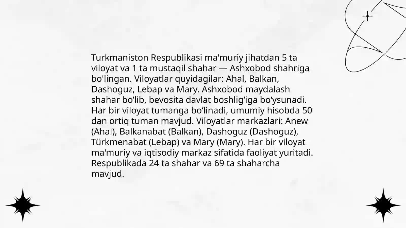 Turkmaniston Respublikasi siyosiy-ma'muriy tuzilishi 4