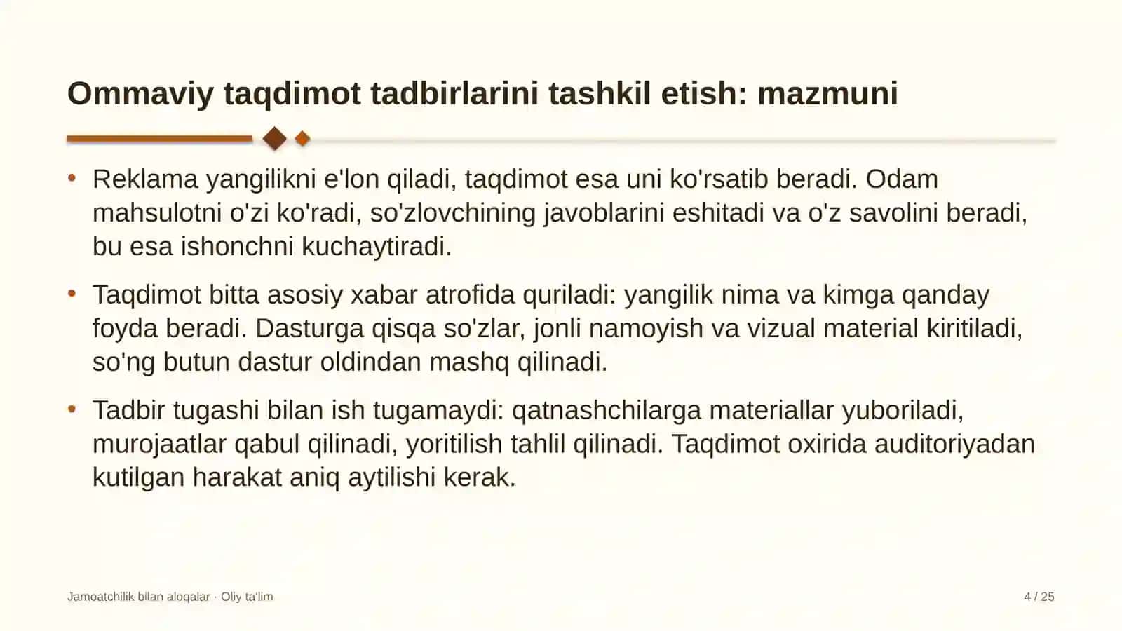 Madaniyat va istirohat bog'larida ommaviy taqdimot tadbirlarini tashkil etish 4