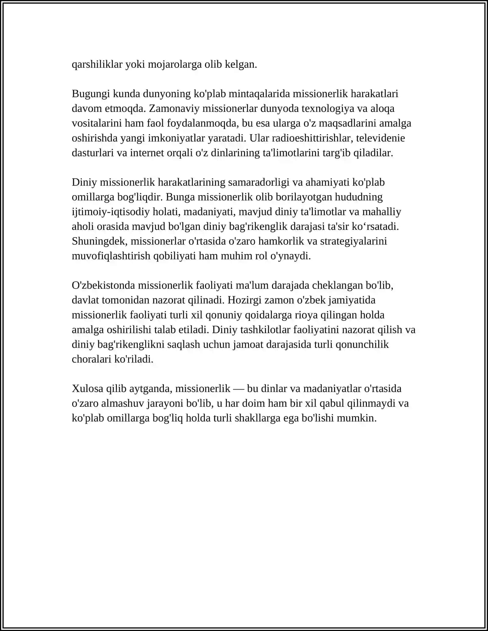 MISSIONERLIK VA PROZELITIZIMNING ISHTIMOIY SIYOSIY XAVFI 4
