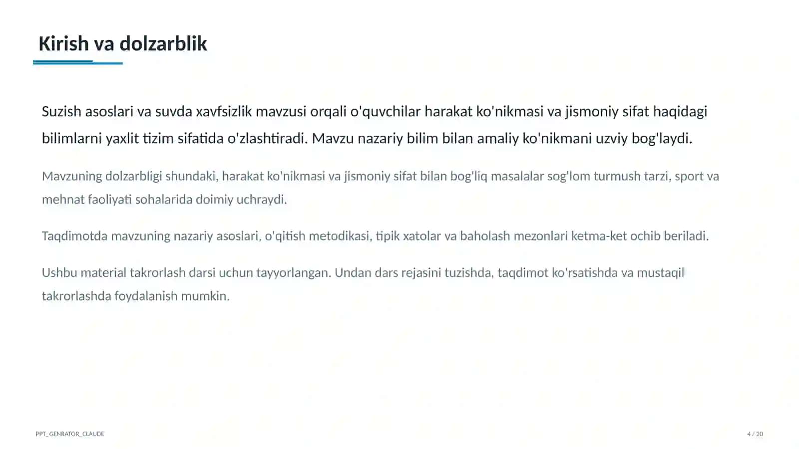 Suzish asoslari va suvda xavfsizlik (6-sinf) 4
