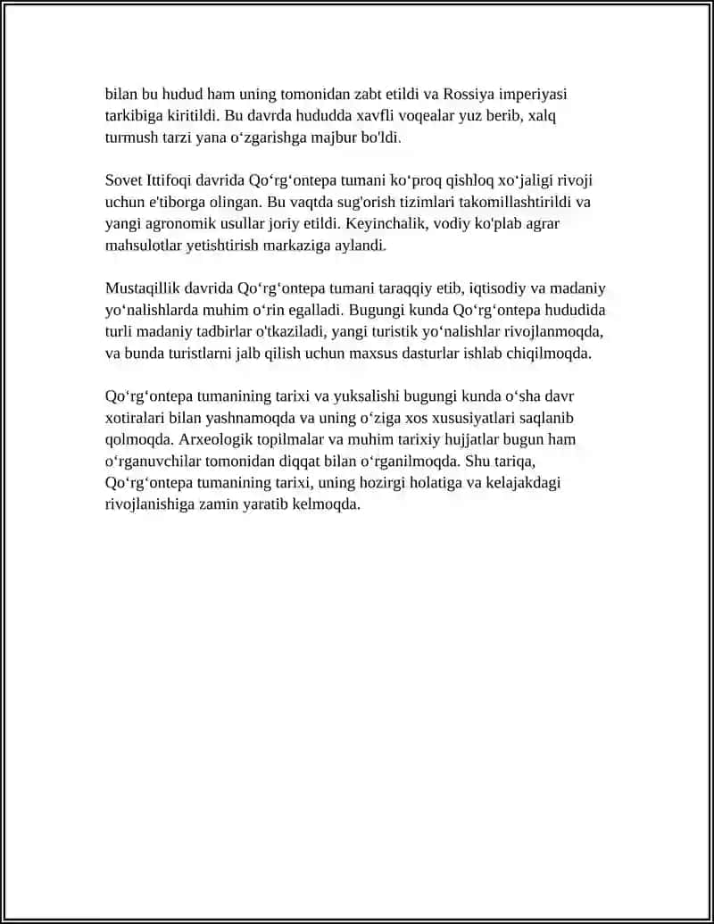 Qoʻrgʻontepa Tumani Referat 4