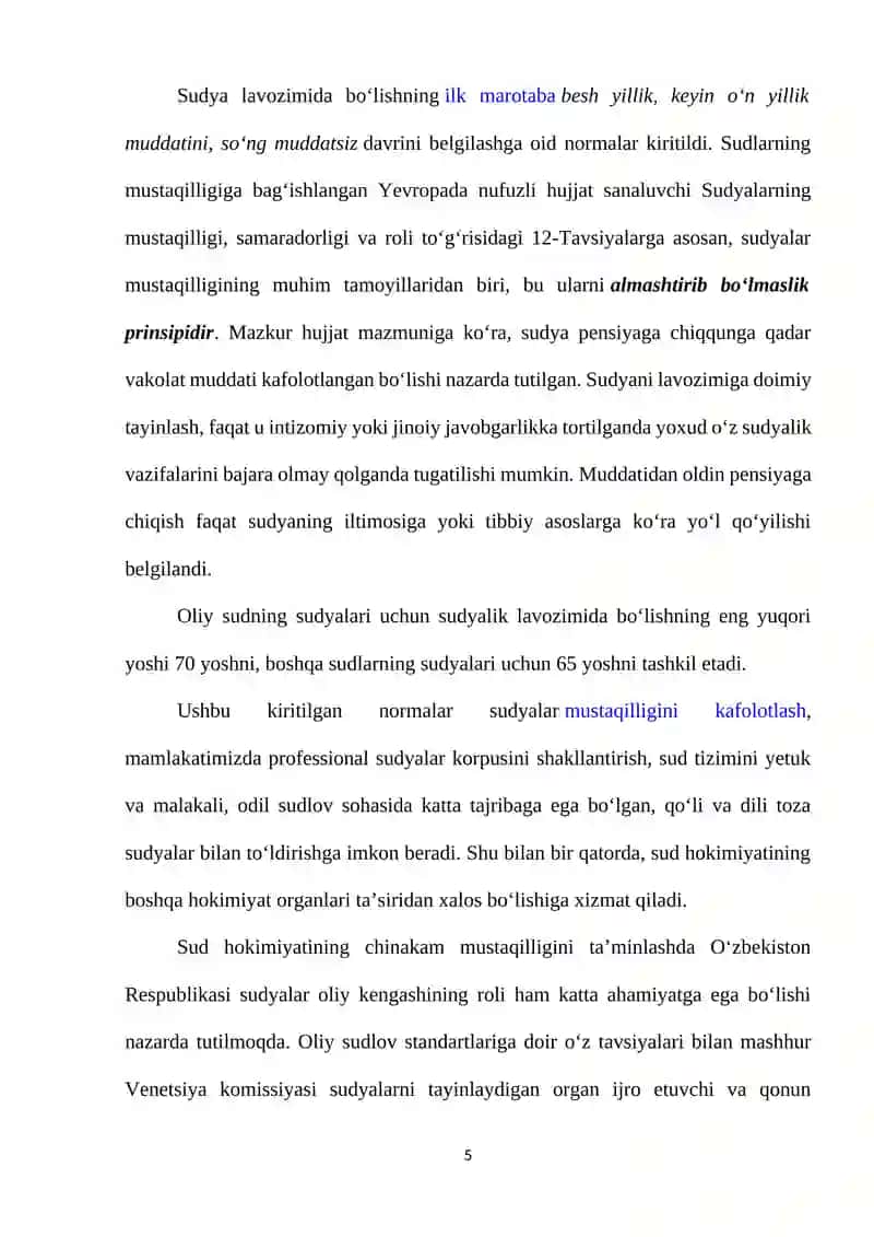 O'ZBEKISTON RESPUBLIKASIDA SUD - HUQUQ ISLOHOTLARINIING O'ZIGA XOS BELGILARI VA KONSTITUTSIYAVIY SUD ISHINI TAKOMILLASHTIRISH MASALALARI 4