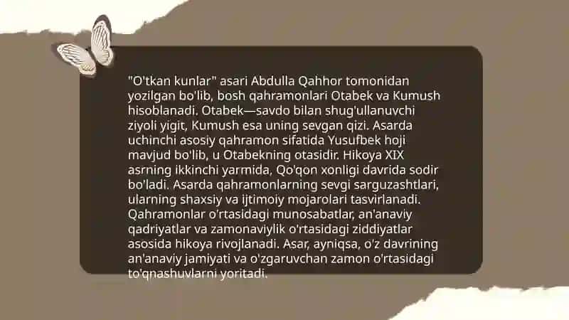 Abdulla Qodiriy asari "O'tkan kunlar" tahlili 4