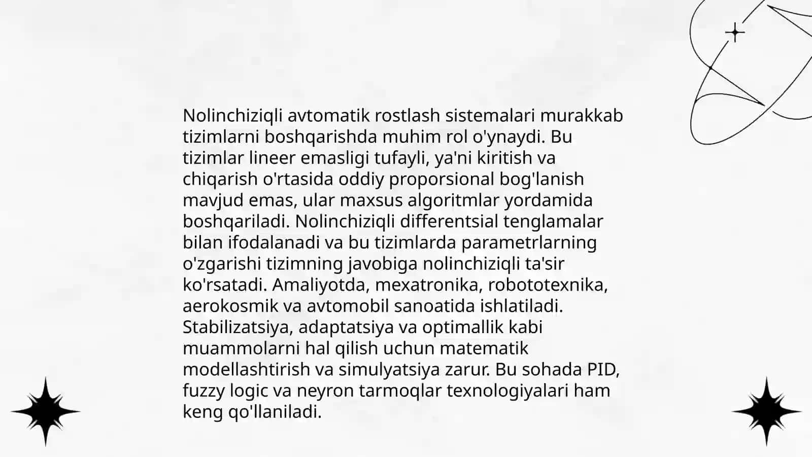 Chiziqli avtomatik rostlash sistemalari 4
