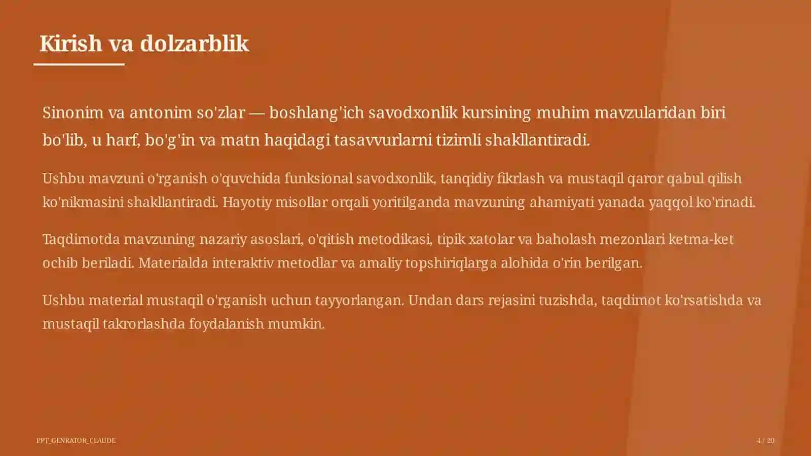Sinonim va antonim so'zlar (3-sinf) 4
