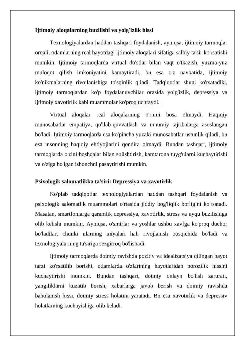 Texnologiyadan ortiqcha foydalanishning ruhiy oqibatlari 4