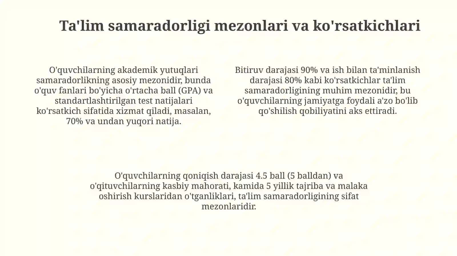 Ta'lim samaradorligi tushunchasi, uning mazmuni vamohiyati 4