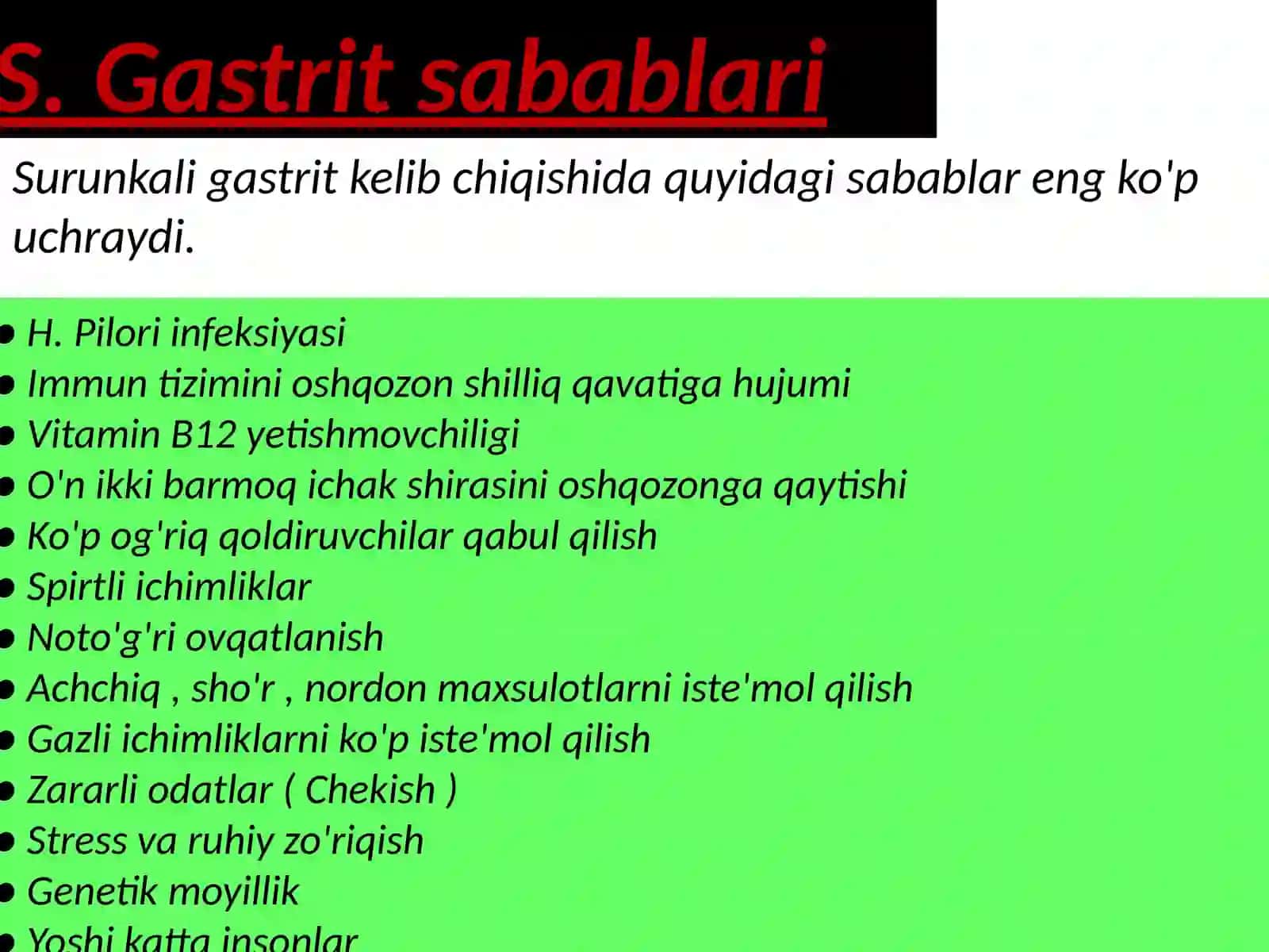 Surunkali gastrit; Yara;Perforatsiya 4