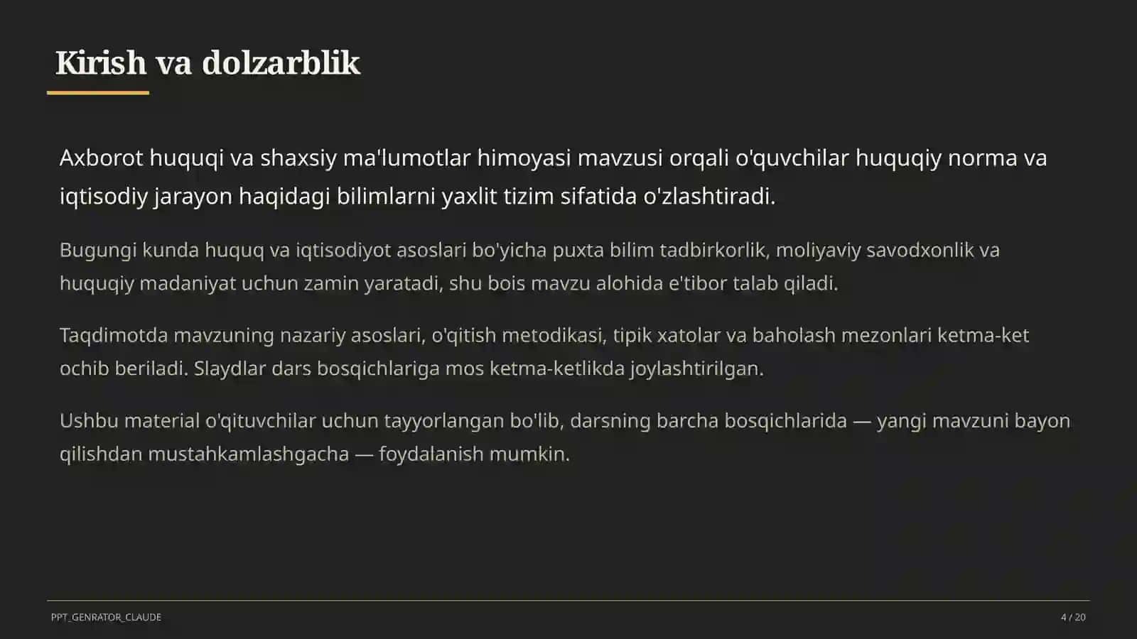Axborot huquqi va shaxsiy ma'lumotlar himoyasi (11-sinf) 4