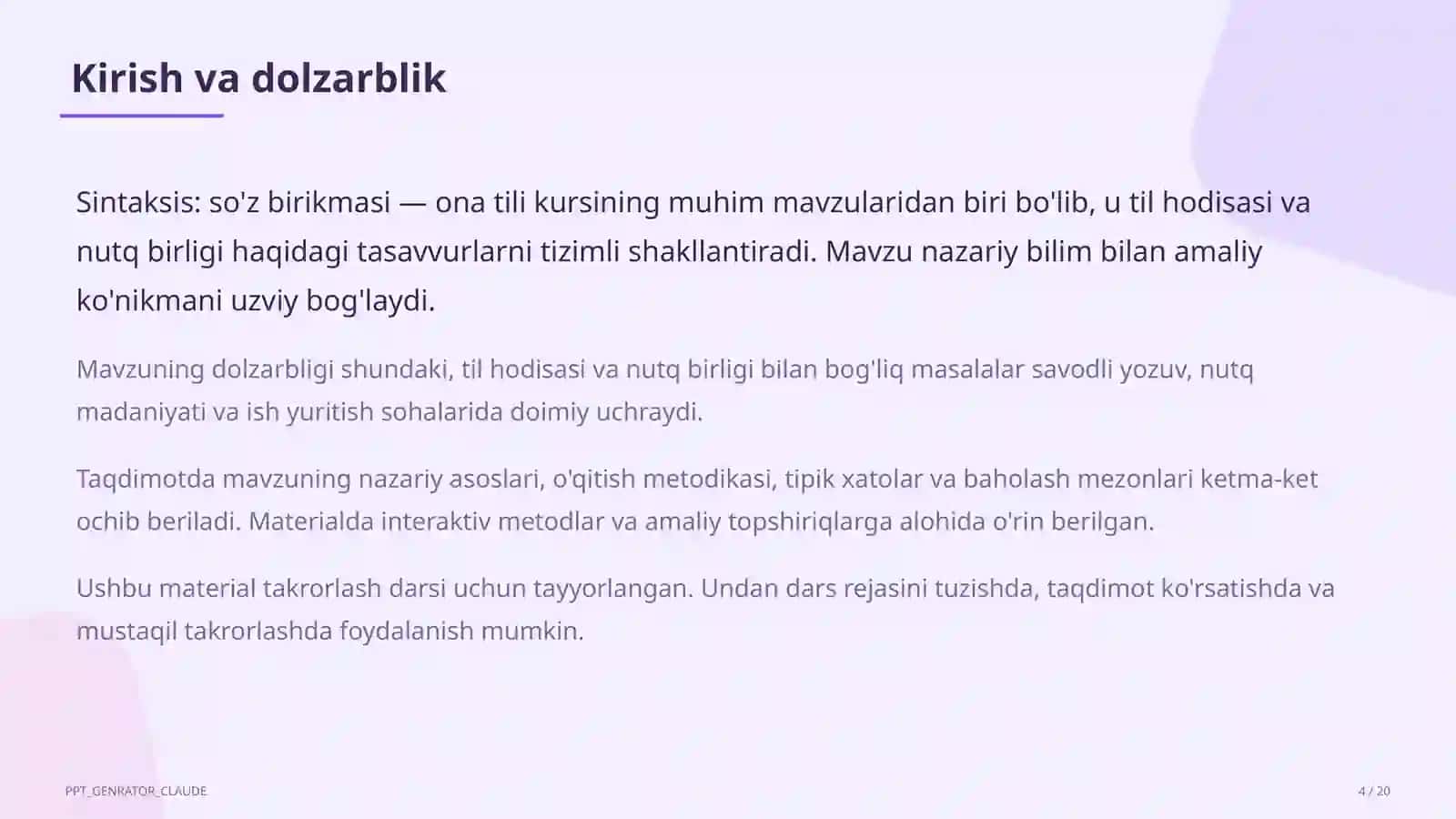 Sintaksis: so'z birikmasi (8-sinf) 4