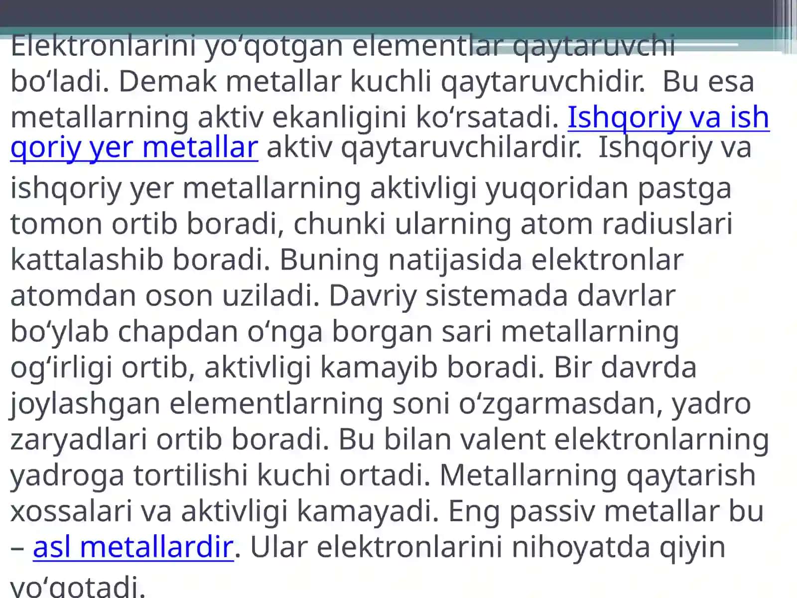 Metallar haqidagi ma'lumot 4