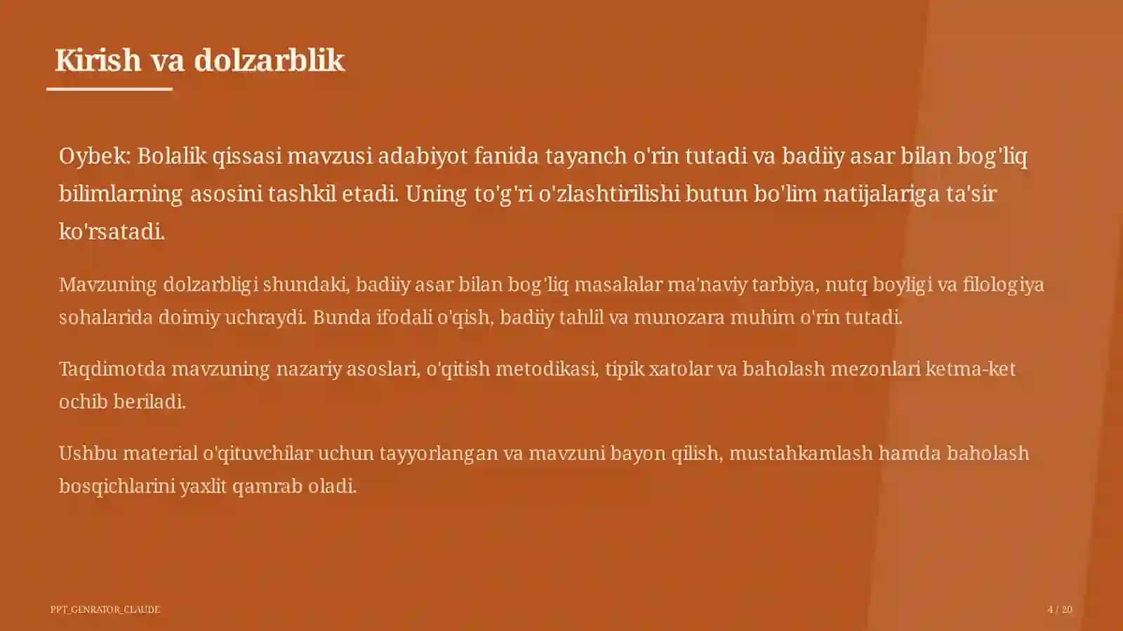Oybek: Bolalik qissasi (6-sinf) 4