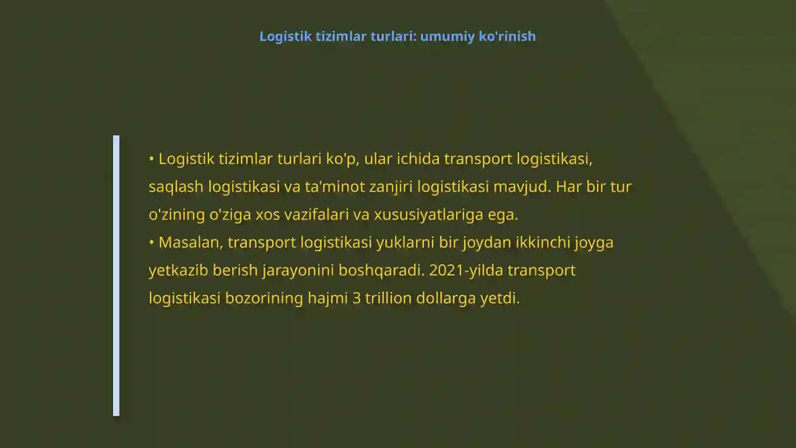 Logistik tizim tushunchasi va turlari 4