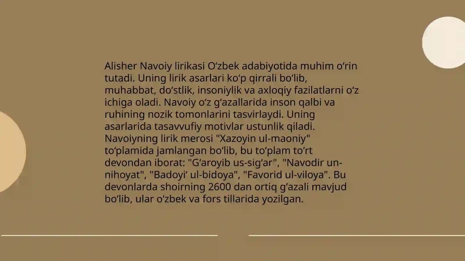Alisher Navoiy hayoti va ijodi, uning lirikasi 4