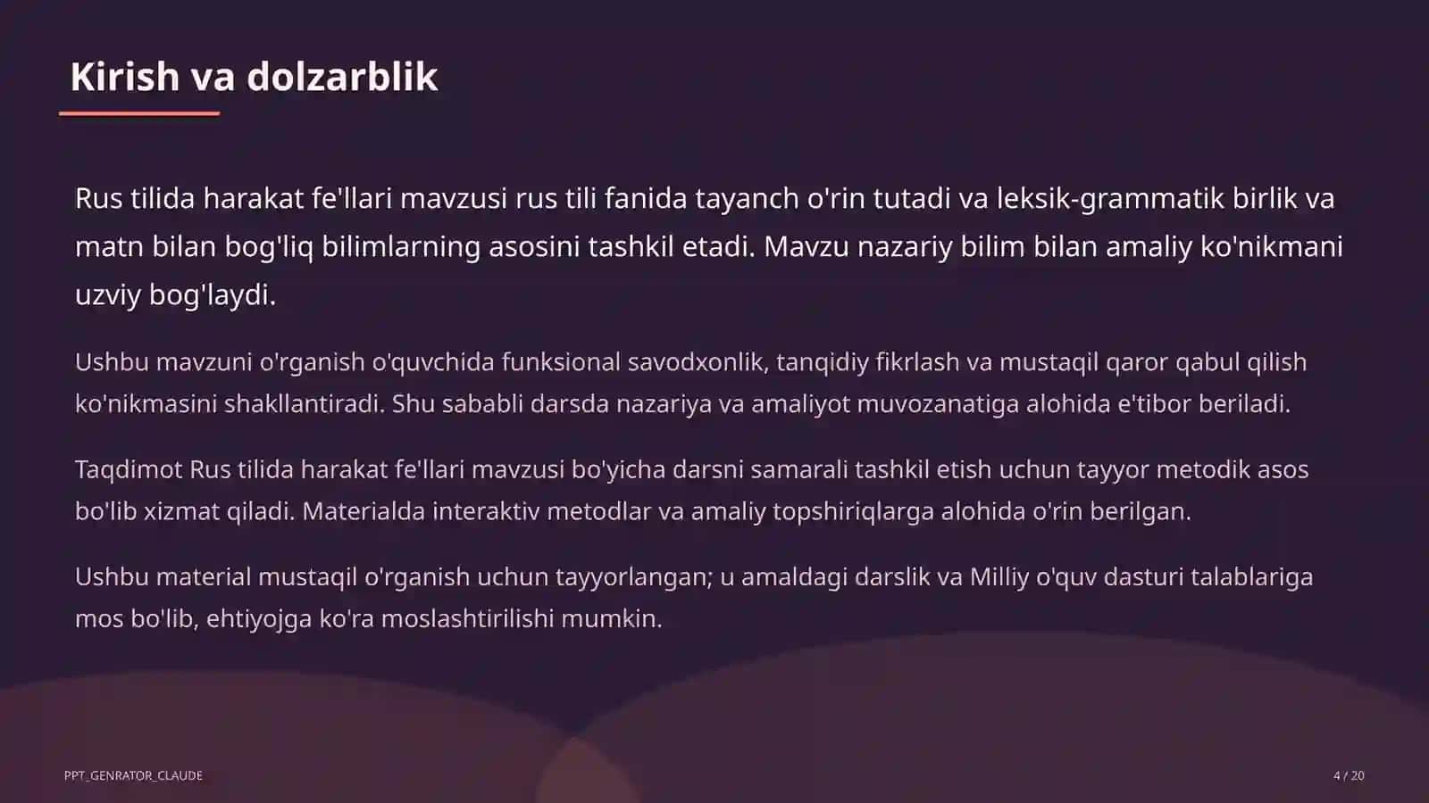Rus tilida harakat fe'llari (6-sinf) 4