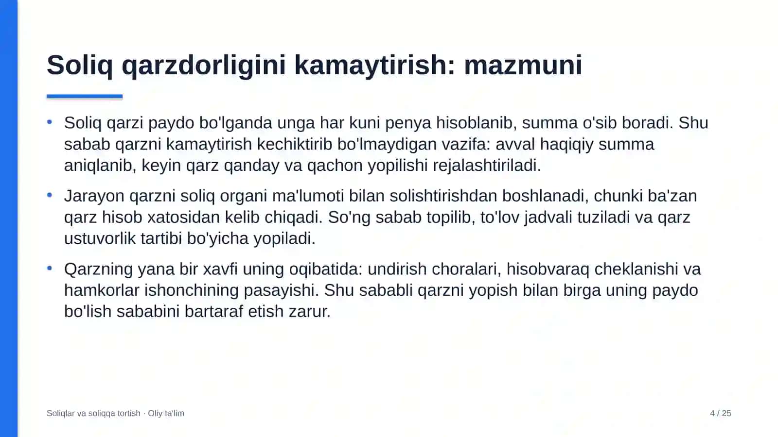 Bioenergetikada soliq qarzdorligini kamaytirish 4