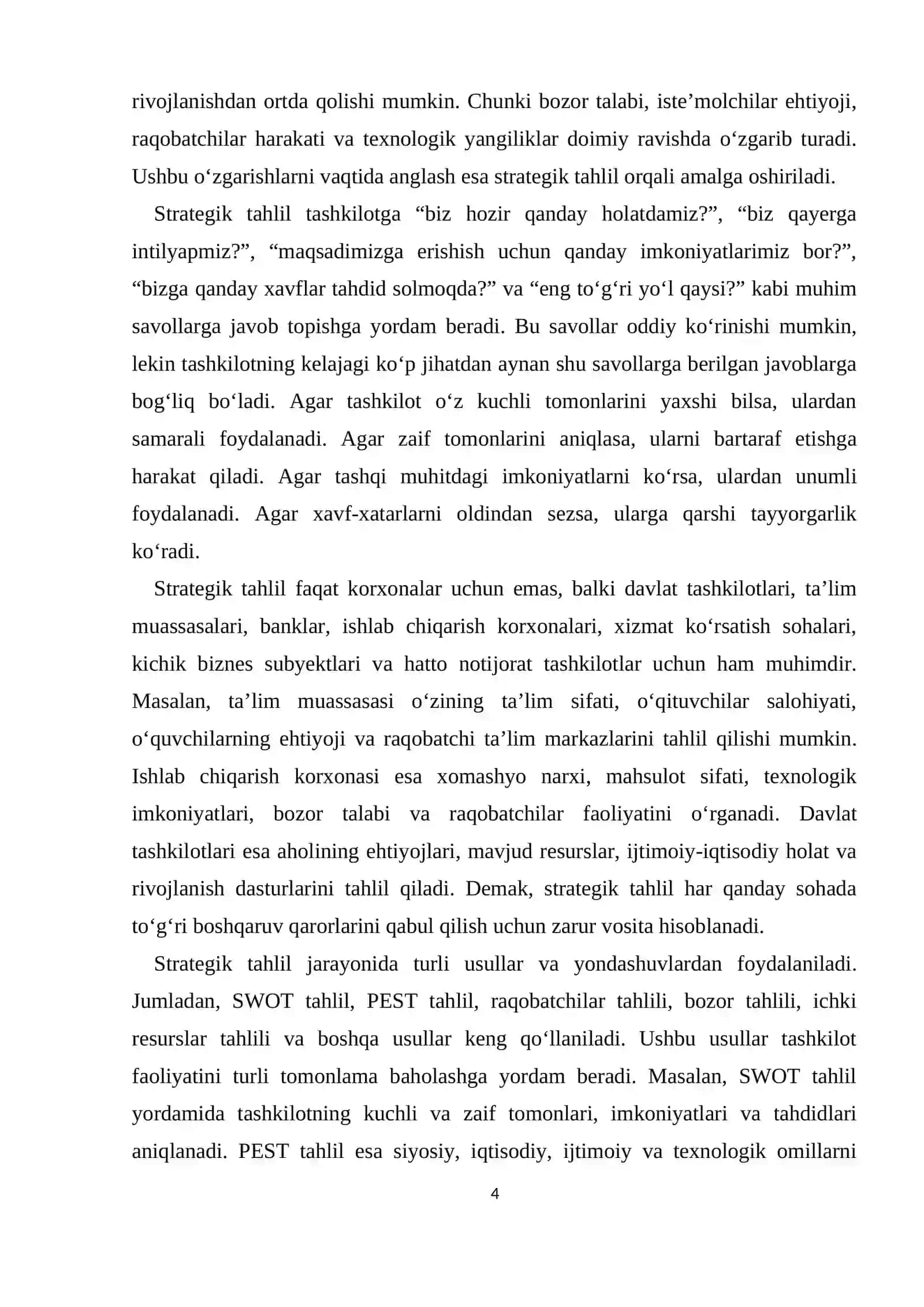 MUSTAQIL ISH IQTISODIYOTNI STROTEGIYALASH FANIDAN 4