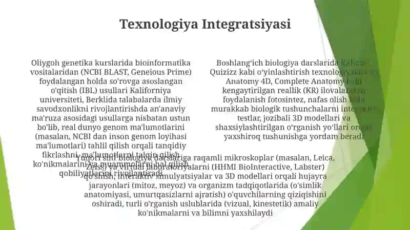 Biologiyani oʻqitishda qoʻllaniladigan metodlar va usullar 4
