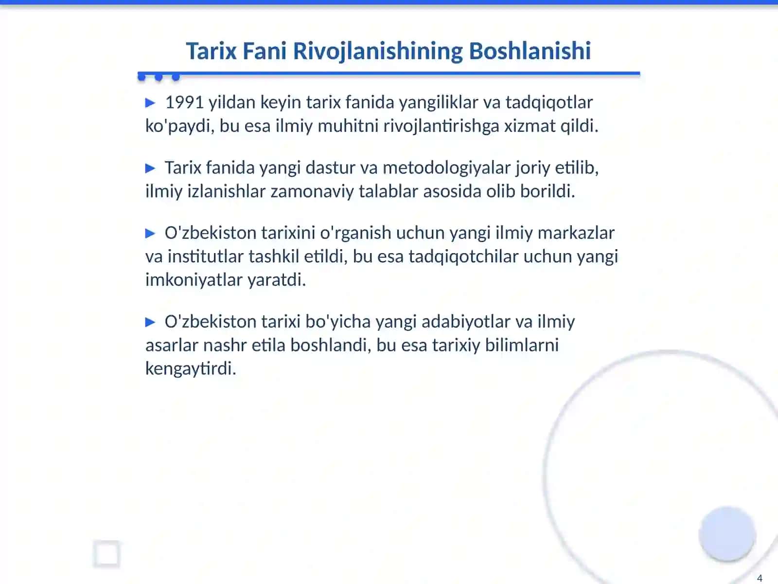 O'zbekistonda Tarix Fanning Rivojlanishi 4