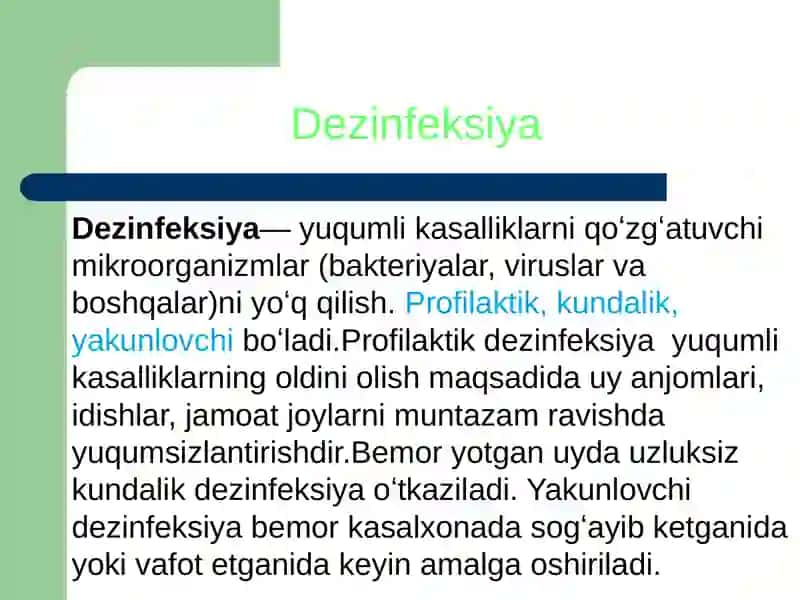 Dezinfeksiya uchun qo‘llaniladigan asosiy kimyoviy vositalar 4